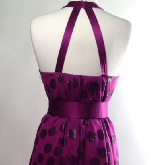 Tibi New York Purple Belted Polkadot Midi Dress - Picture 2 of 8